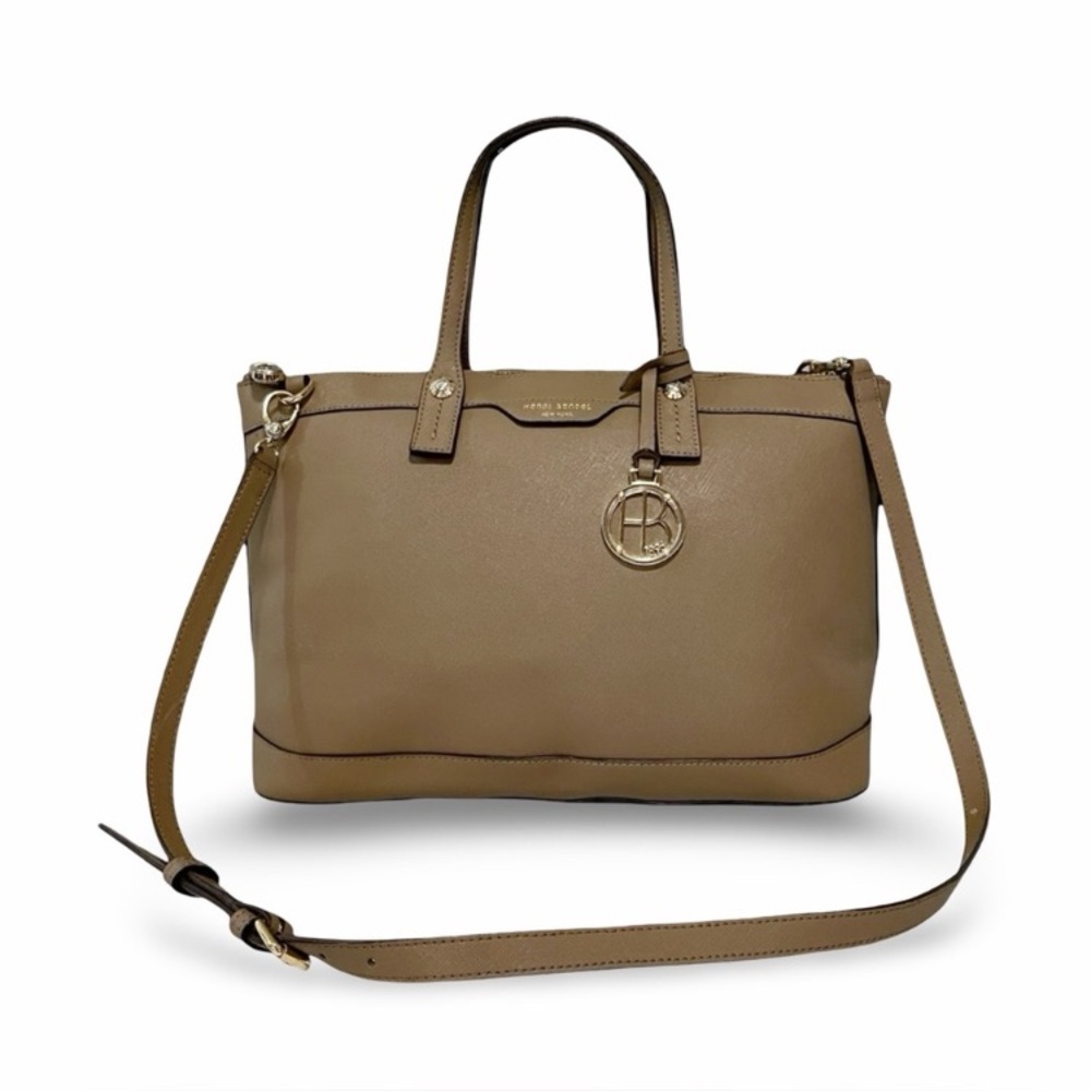 Henri Bendel West 57th Taupe Saffiano Leather Convertible Satchel/Shoulder Bag